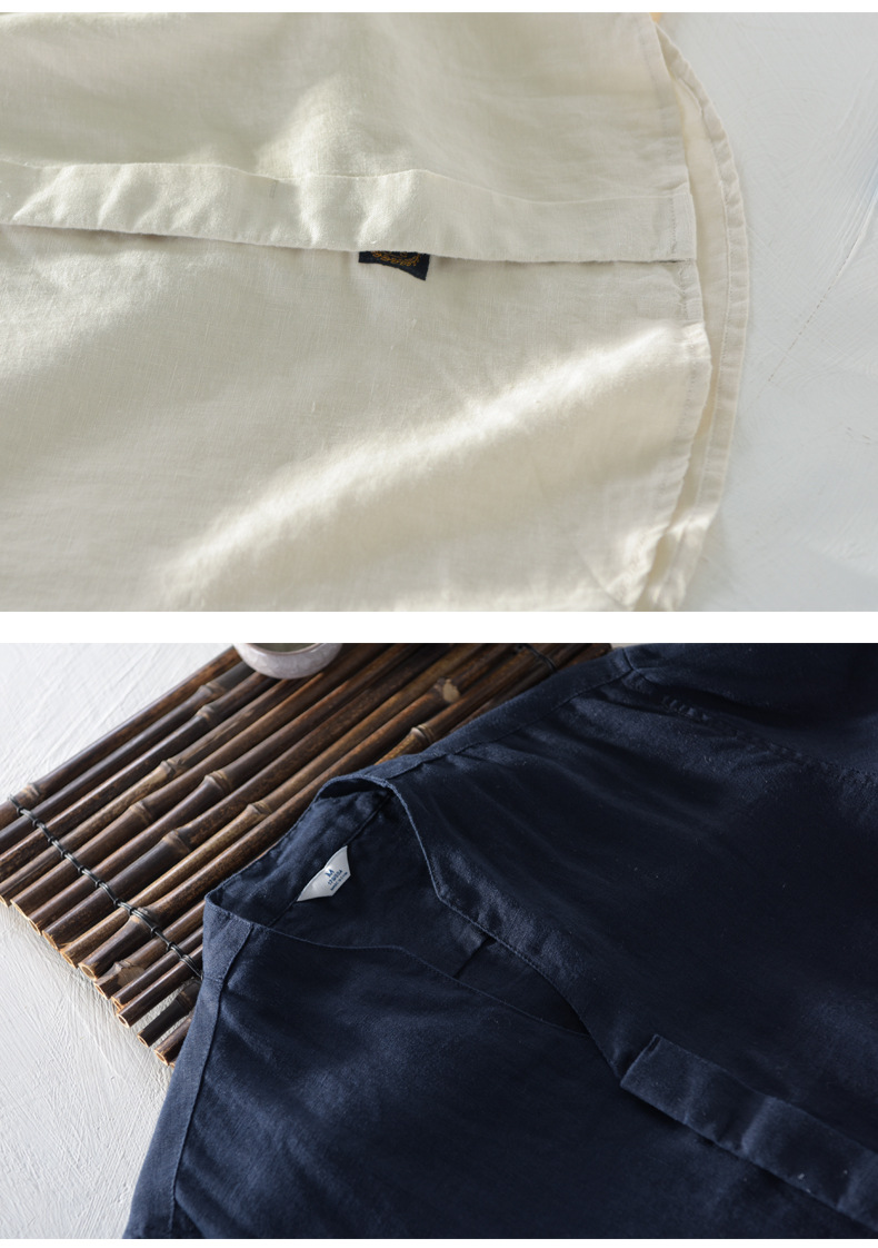 Casual Shirt Men's Solid Color Linen Cardigan