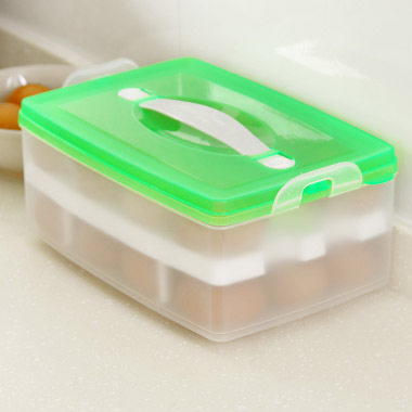 Double-layer Egg Plastic Crisper Household Portable Storage Box 24 Grid Storage Box