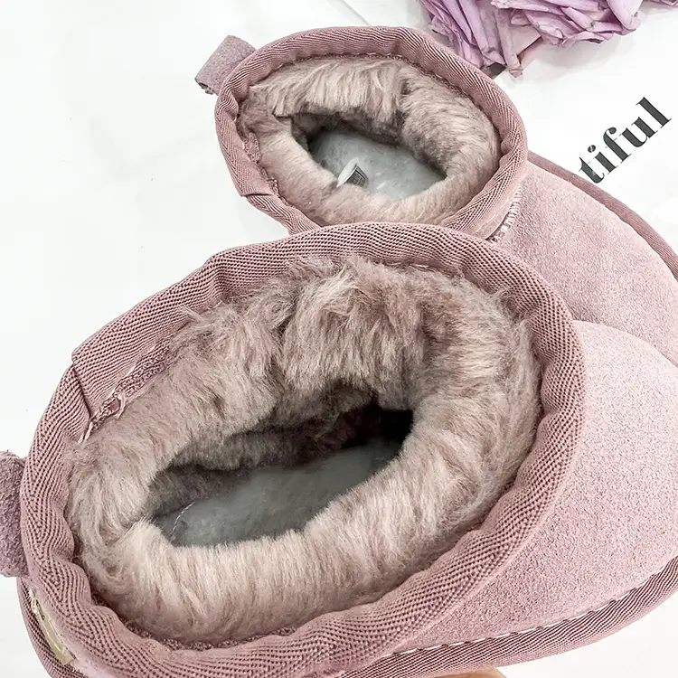 Children's Fur Leather Snow Boots