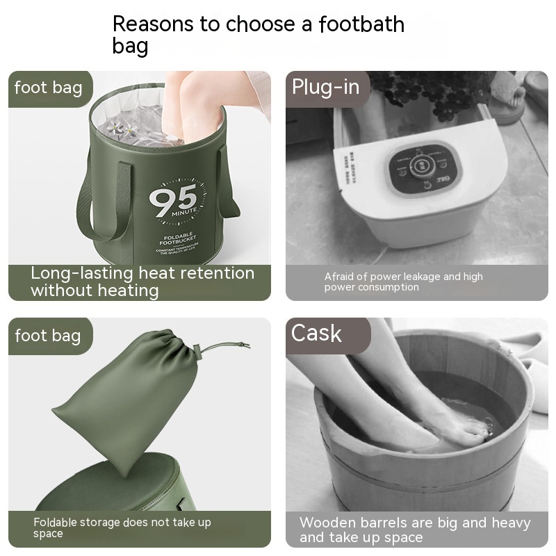 Household Folding Foot Bath Bag High Depth Over Calf Portable