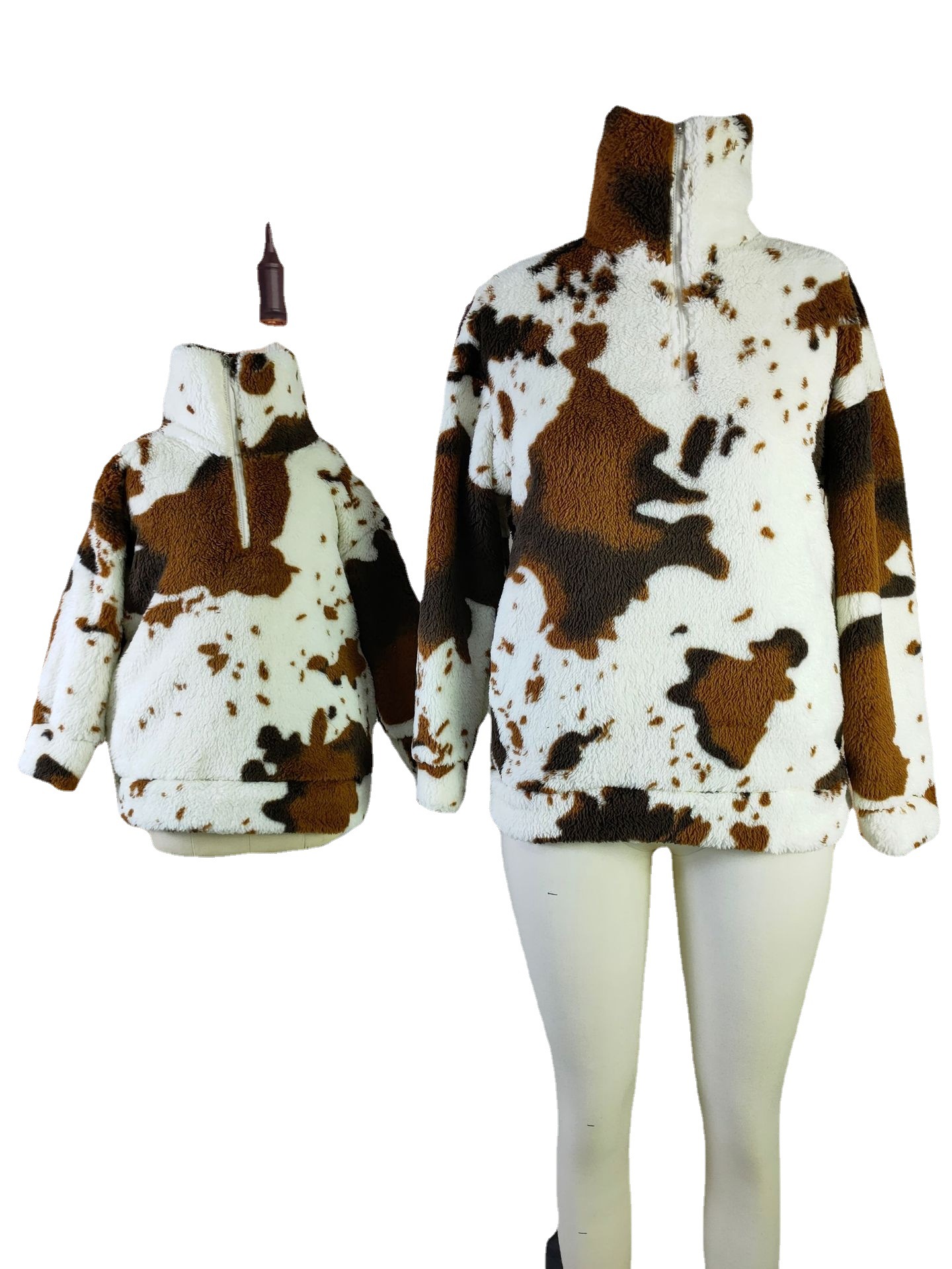 Double-sided Plush Cow Color Furry Parent-child Outfit