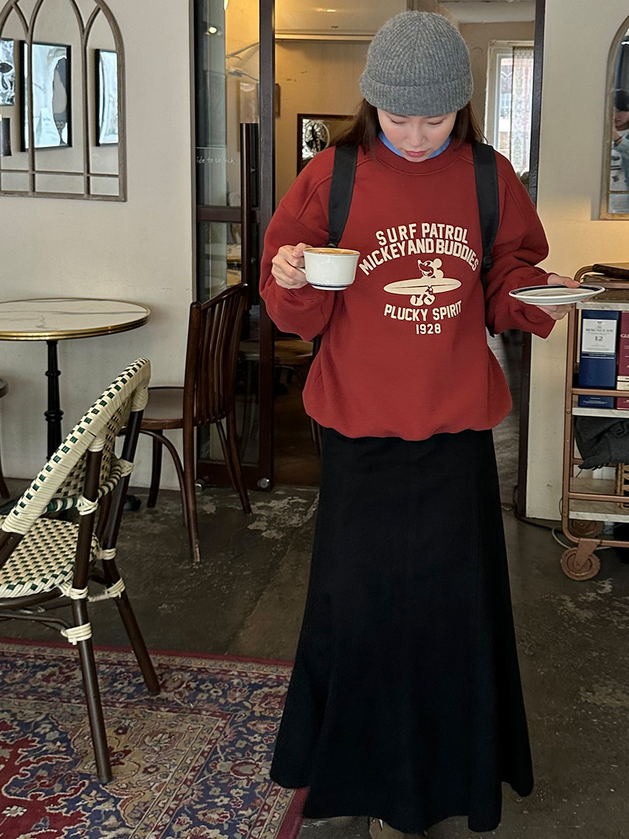 Time Jane Fleece-lined Letter Print Sweatshirt