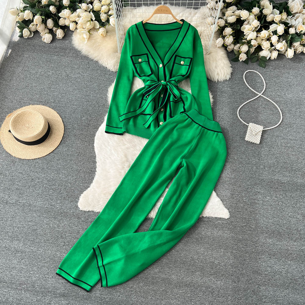 Lace-Up Knit Wide-Leg Trouser Set, picture 6 of 11
