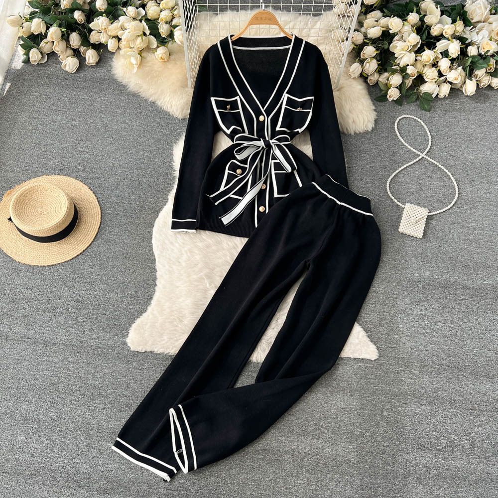 Lace-Up Knit Wide-Leg Trouser Set, picture 3 of 11
