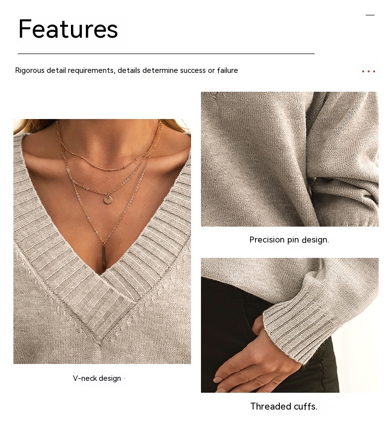 Classic V-neck sweater – geometric knit texture and everyday comfort