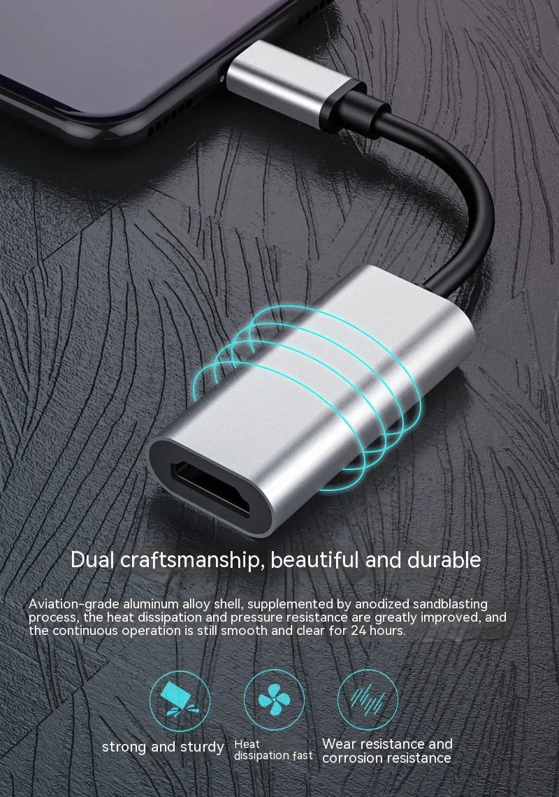Type-CToHDMI Adapter 4 K30Hz60Hz Aluminum Alloy Typec Converter