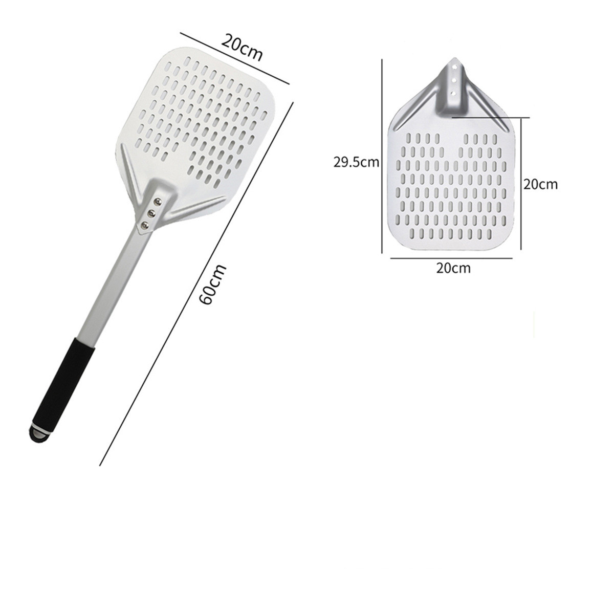 Title 2, 8 & 10 inch Square Perforated Pizza Peel. Easil...