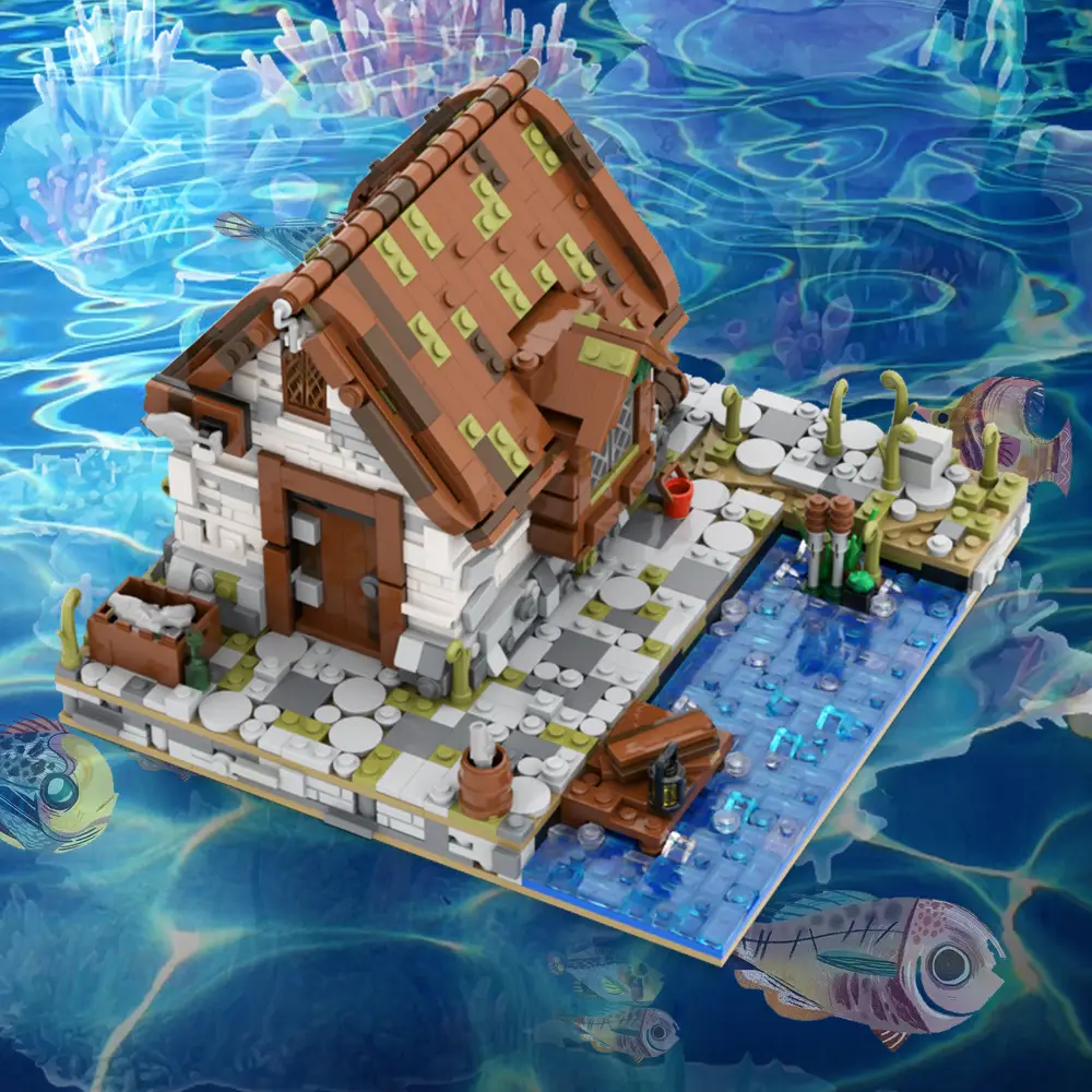 Seaside Fishing House Building Blocks Model Assembling Toys