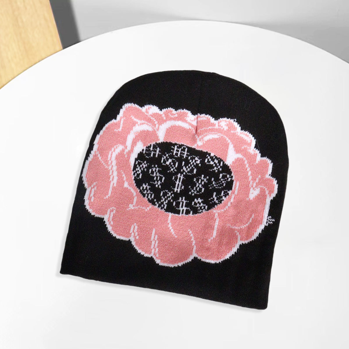 Knitted Trend New Big Flower Multicolor Men's And Women's Hats