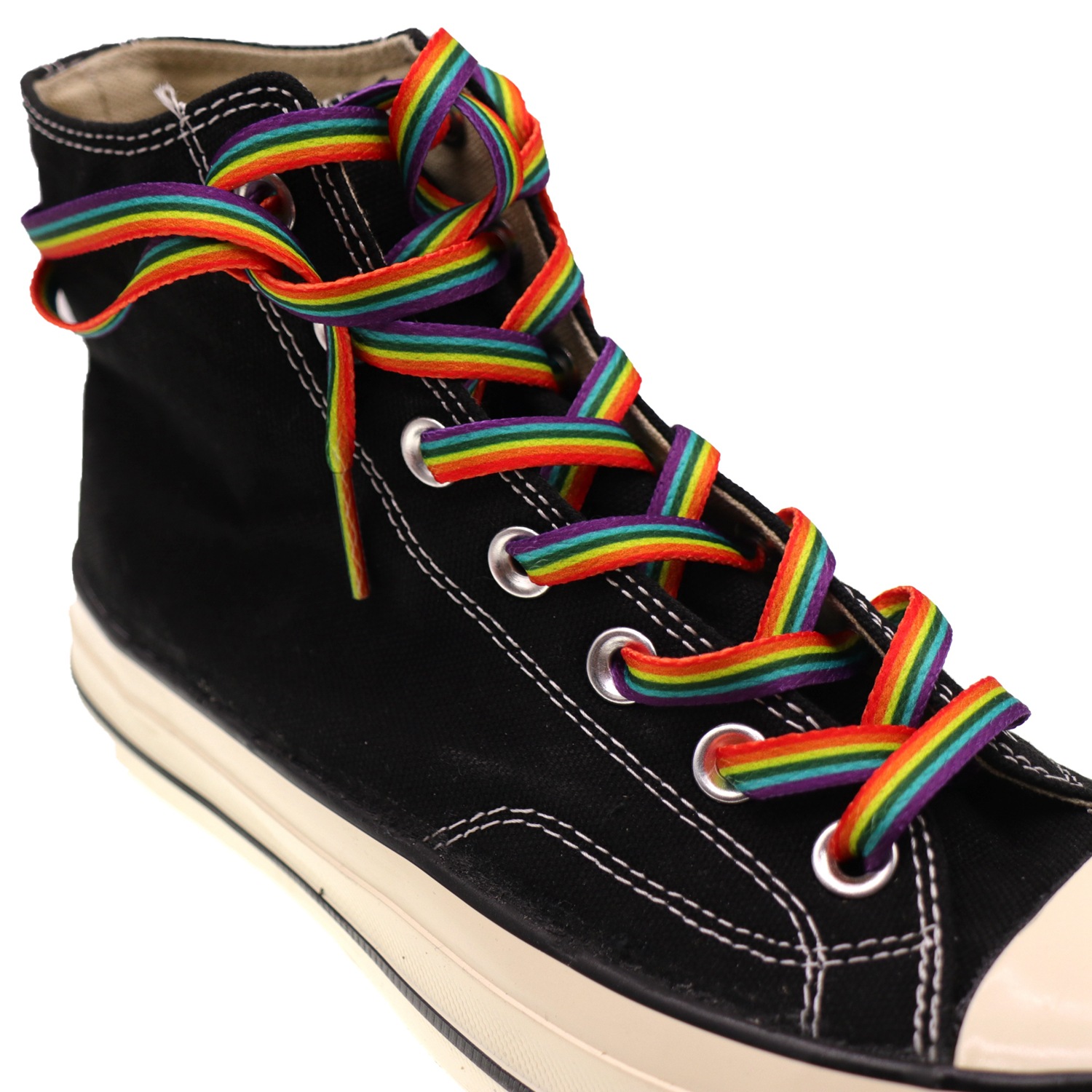 Title 1, Rainbow Gradient Color Shoelace White Shoes Can...