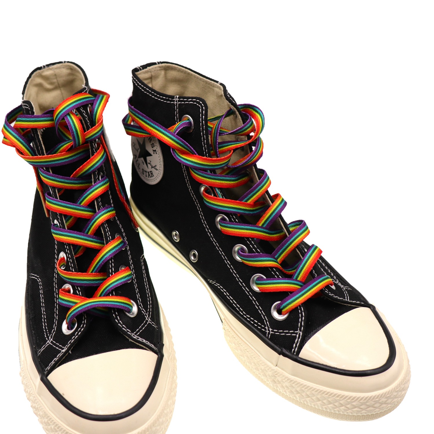 Title 3, Rainbow Gradient Color Shoelace White Shoes Can...