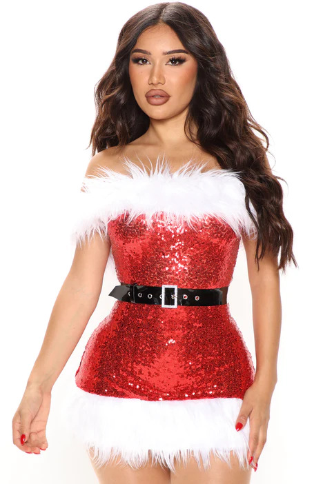 Christmas Red High-waist Performance Costumes