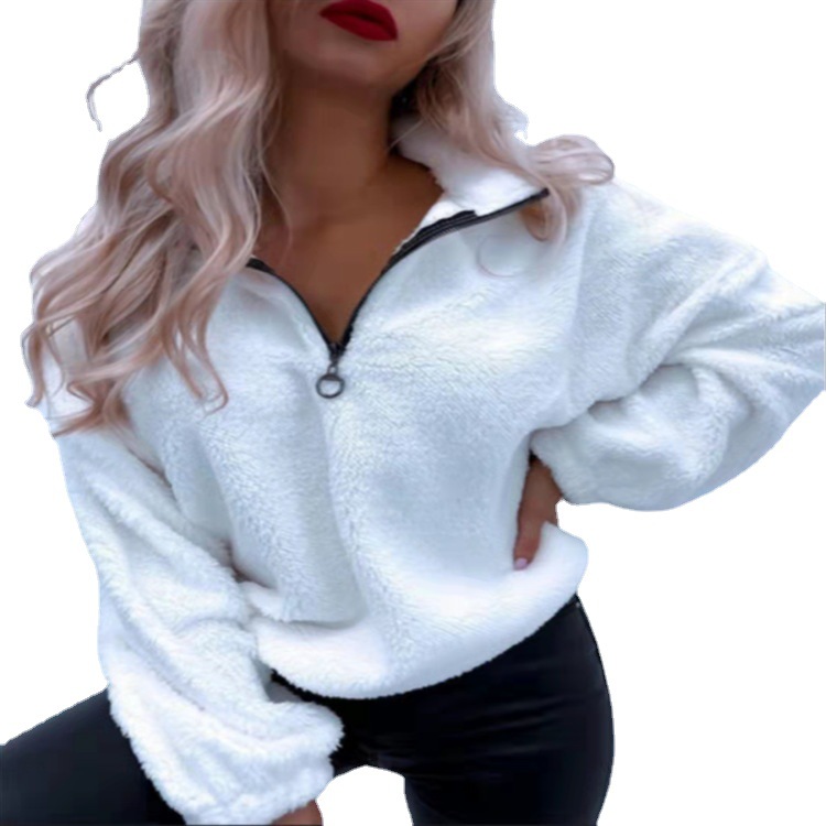 Women's Long-sleeved Lapel Flannel Sweater