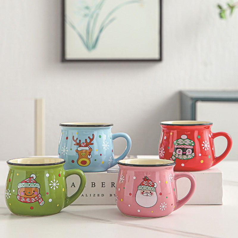 Ceramic Christmas Mousse Cup Cartoon Santa Claus Baking Shop Dessert Cup Coffee And Breakfast Cup Kid’s Mug