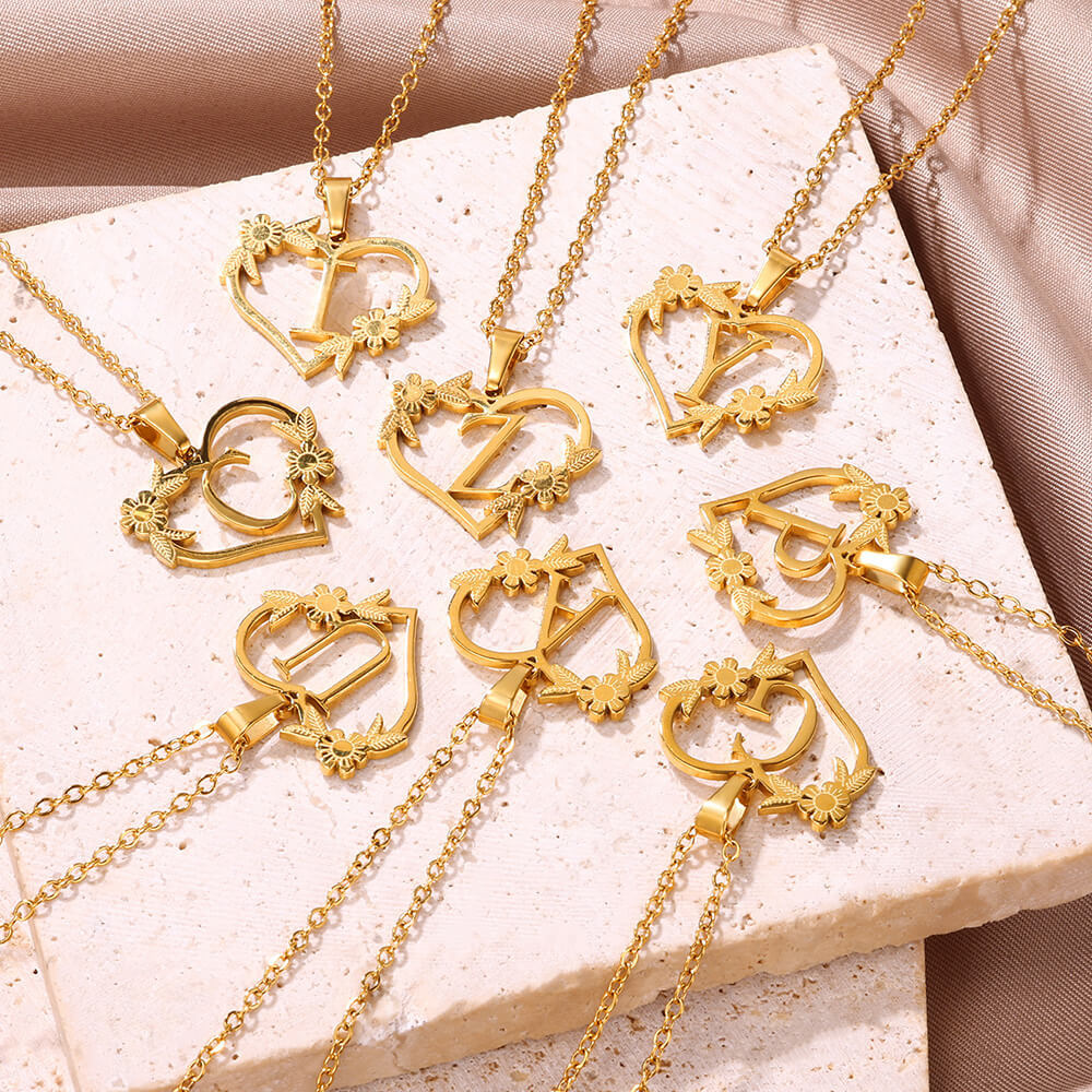 Title 1, 18K Gold Plating Stainless Steel Love Heart Flo...