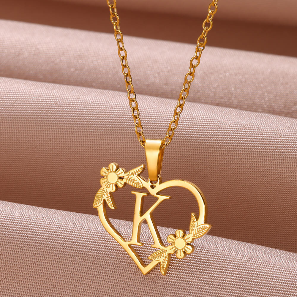 Title 3, 18K Gold Plating Stainless Steel Love Heart Flo...