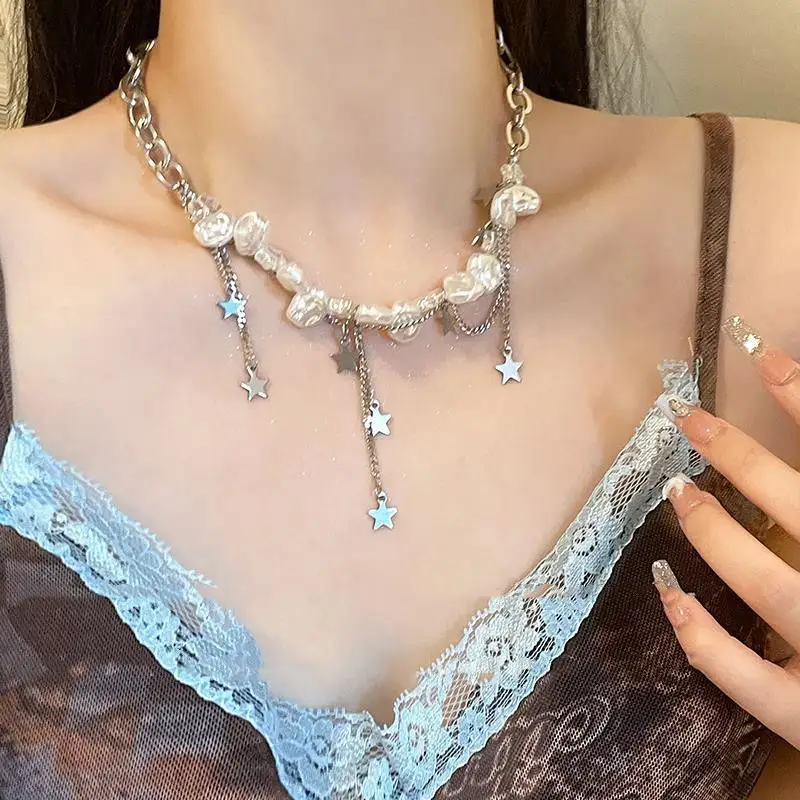 Baroque Niche Design XINGX Tassel Pearl Necklace