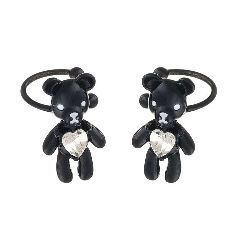 Title 1, Clip doreille Black Drip Glazed Bear Crystal