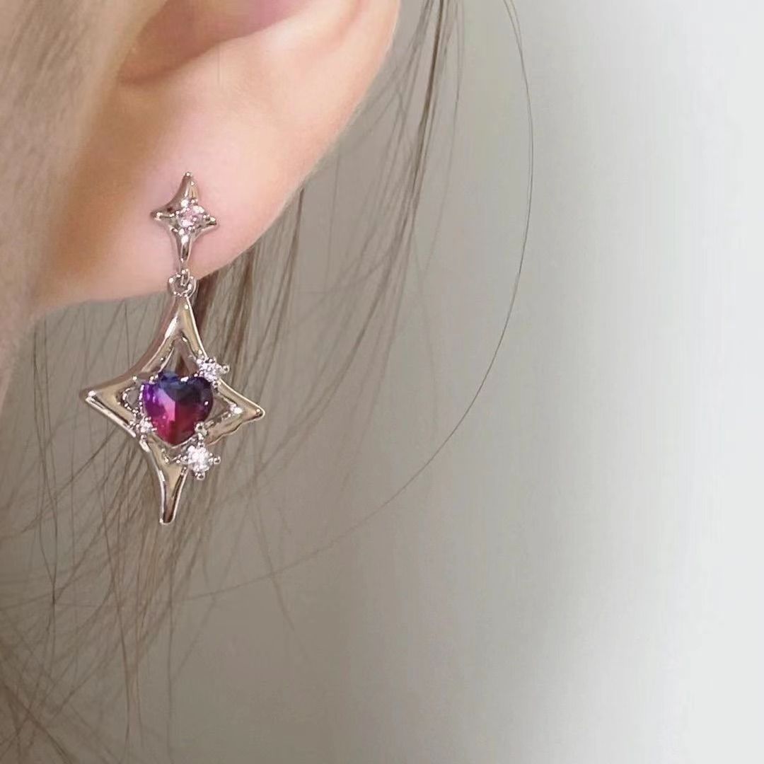 Purple Gradient Asterism Affordable Luxury Fashion High-grade All-match Earrings