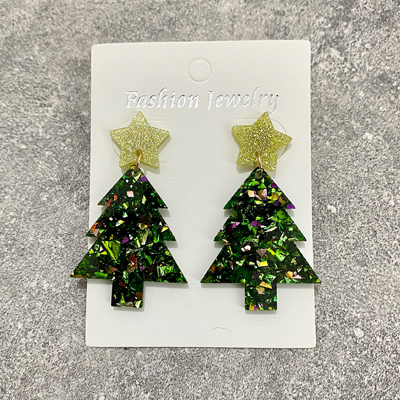 Christmas Tree Acrylic Stitching Fashion Earrings