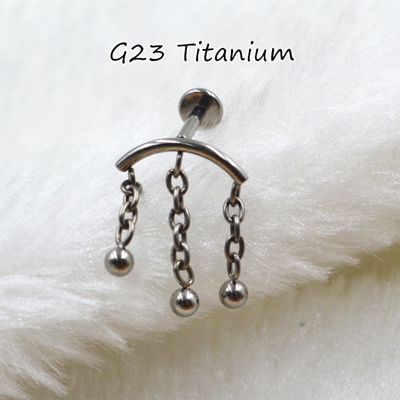 Titanium Alloy Human Body Piercing Accessories Chain Labret