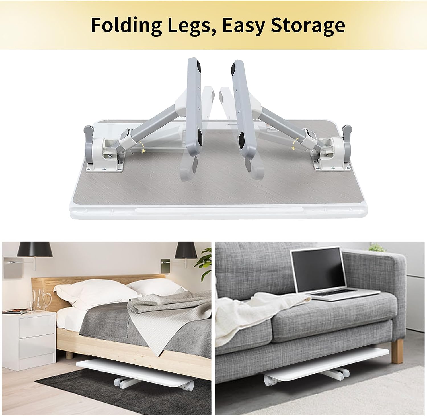 lap desk for laptop with LED light and drawer, portable bed table desk, adjustable laptop stand for bed, sofa, study, reading