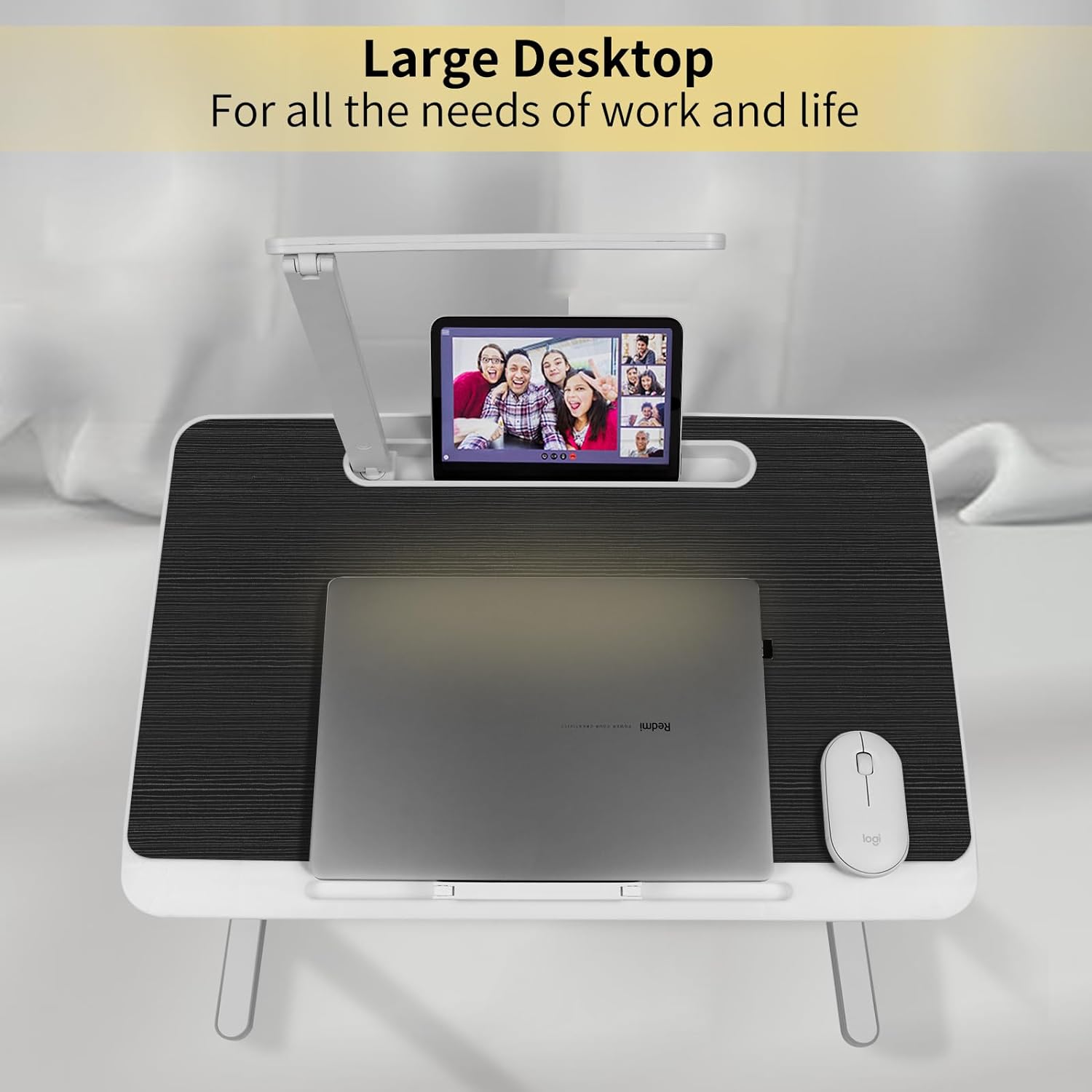 lap desk for laptop with LED light and drawer, portable bed table desk, adjustable laptop stand for bed, sofa, study, reading