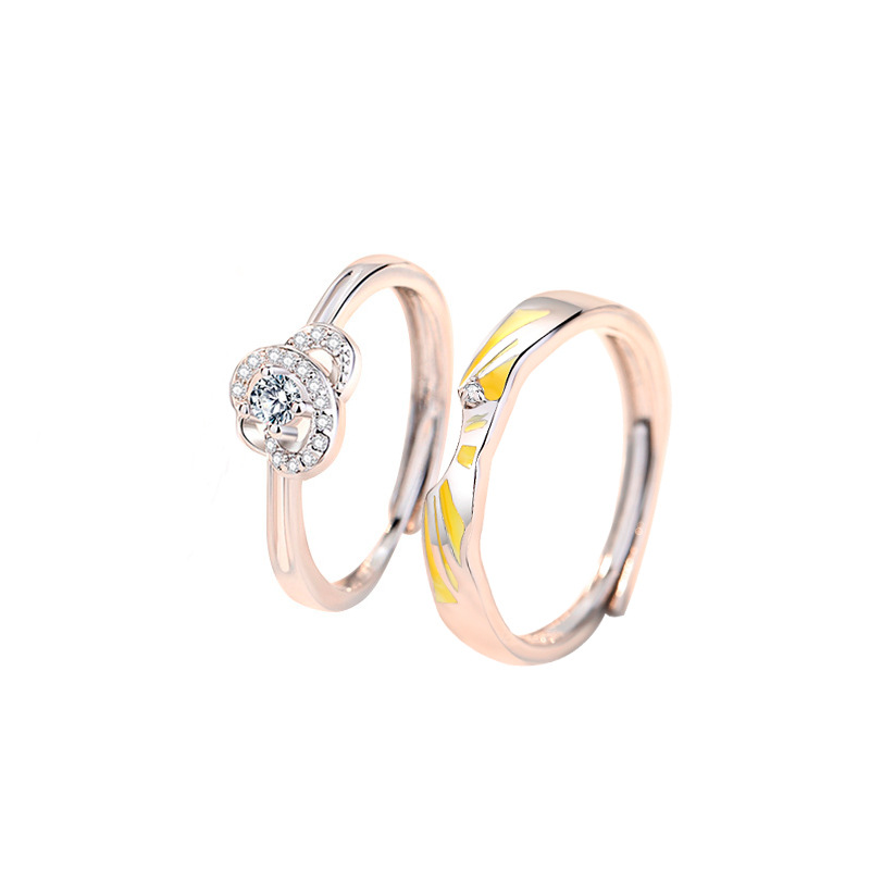 Original Warm Sun And Camellia Couple Ring