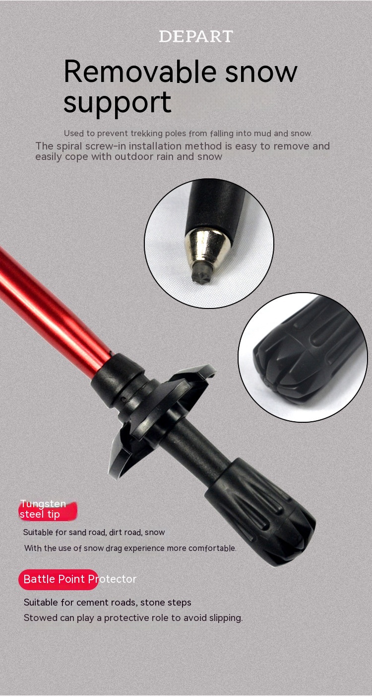 Alpenstock Aluminum Alloy Folding Ultra-light Ultra-short Retractable Outdoor Hand
