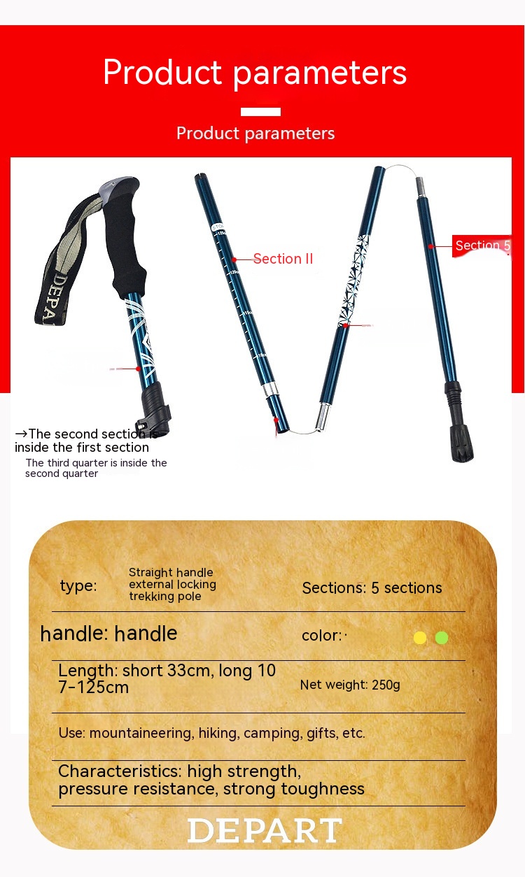 Title 12, Ultra-light Aluminum Alloy Folding Alpenstock, ...