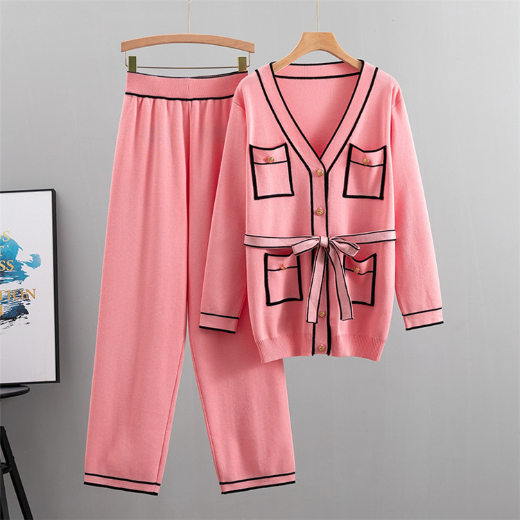 Title 5, Winter Knitted Cardigan Wide-leg Pants Suit Wom...