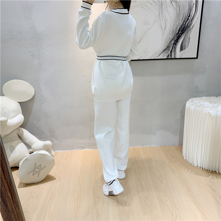 Title 10, Winter Knitted Cardigan Wide-leg Pants Suit Wom...