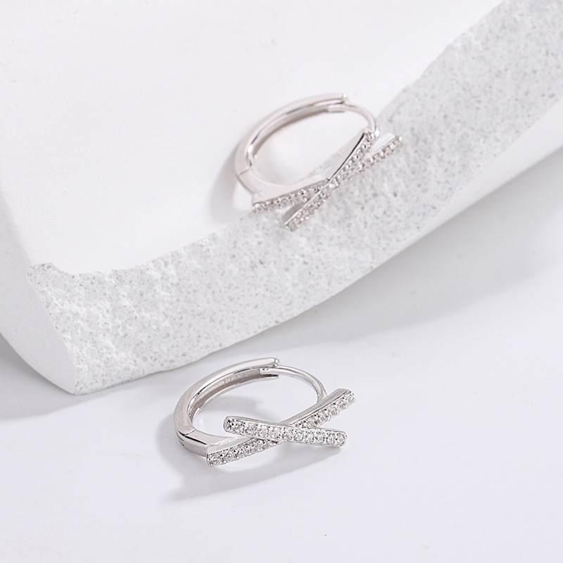 Title 4, S925 Sterling Silver Cross Ear Buckle Letter X ...