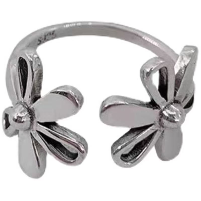 Bohemian Hollow Flower Stainless Steel Ring, Eco-friendly Material, Color Retention, Women's Fashion Jewelry, Personalized All-match & Exaggerated Style