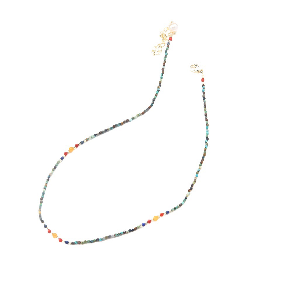 New Cute Simple Broken Silver Necklace Natural Pearl Pendant Colourful Beads Collarbone Chain Women's Accessories — foto 2