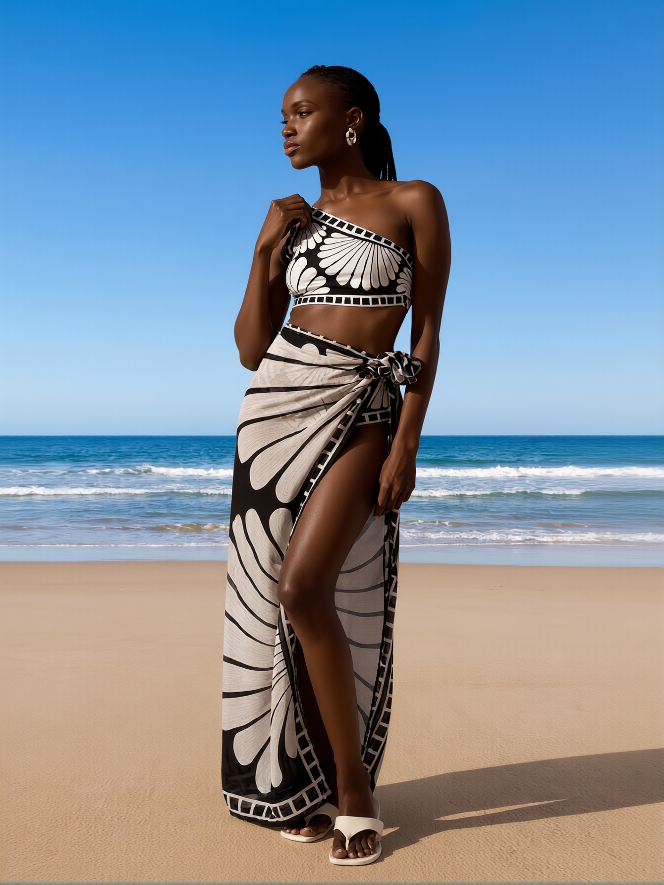 Women's sexy high-neck swimsuit additional view beach vacation pool resort style