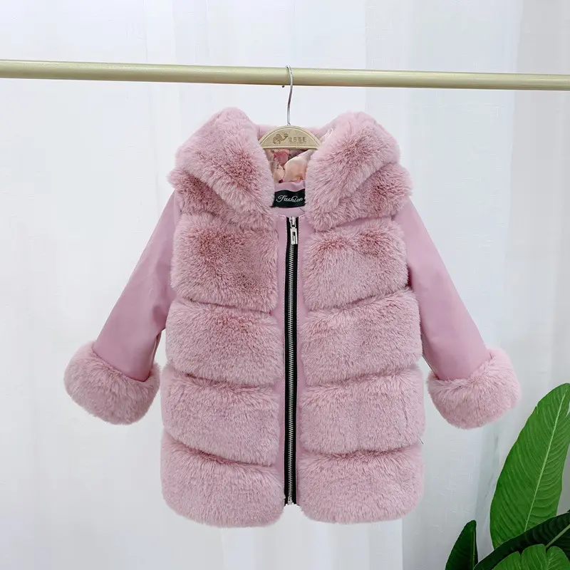 Children's Cotton Coat Rex Rabbit Hooded Faux