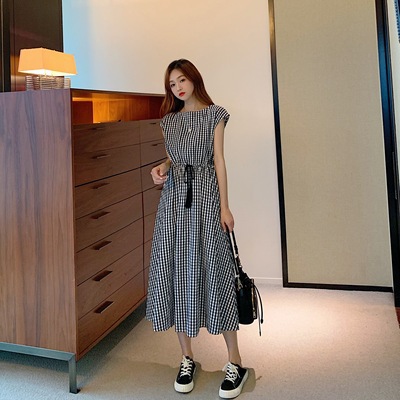 Waist in Loose Plus Size Cotton And Linen Dress Lattice S - Shop at LoveMi