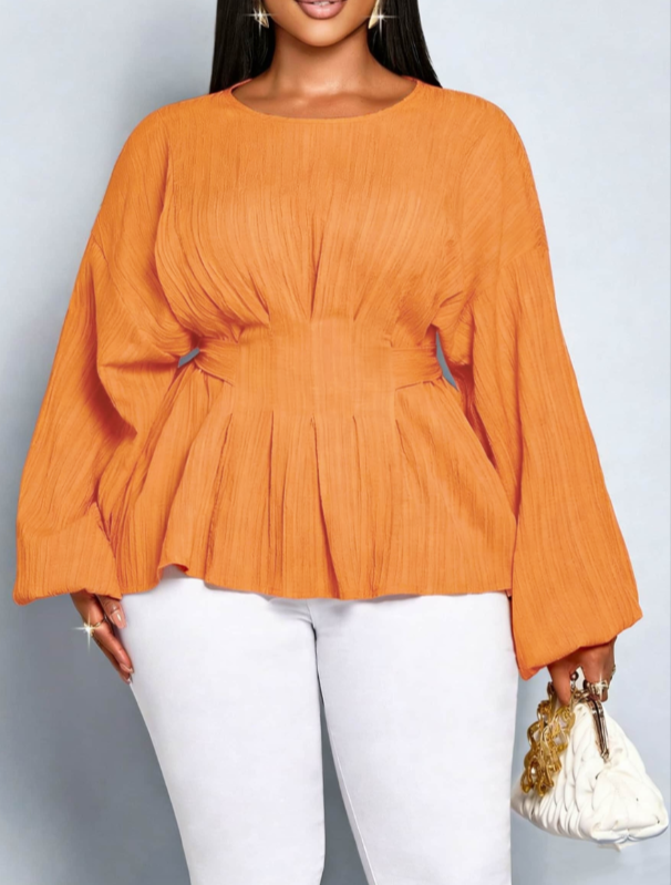 A Lace-up, Drawstring, Lantern-sleeved Top