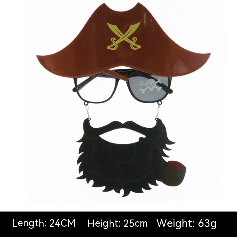 Brown Hat Pirate Beard Glasses