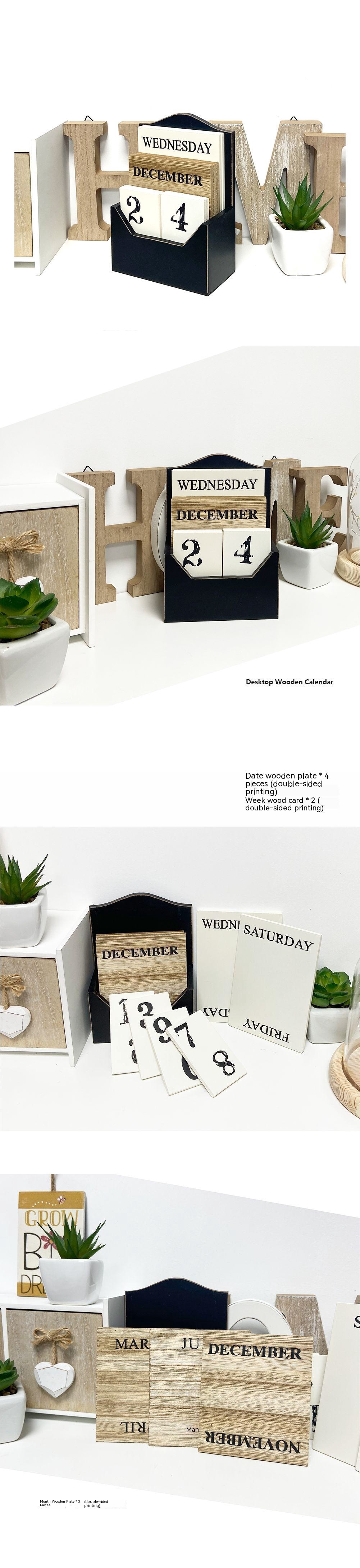 Title 6, Retro Creative Wooden Desk Calendar Frame