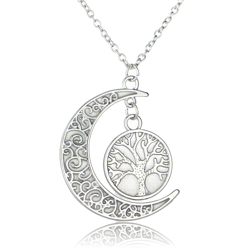Halloween Multicolored Moonlit Tree Of Life Necklace