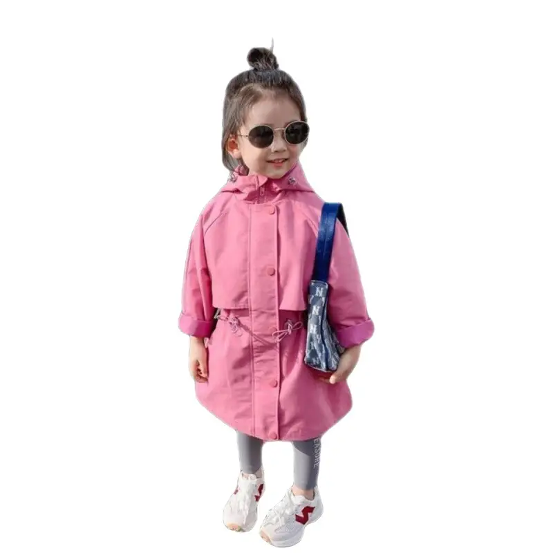 Children's Mid-length Windproof Solid Color Jacket