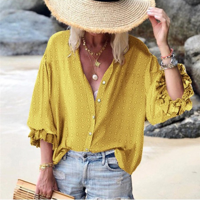 Women Loose Long-Sleeved Printed Shirt