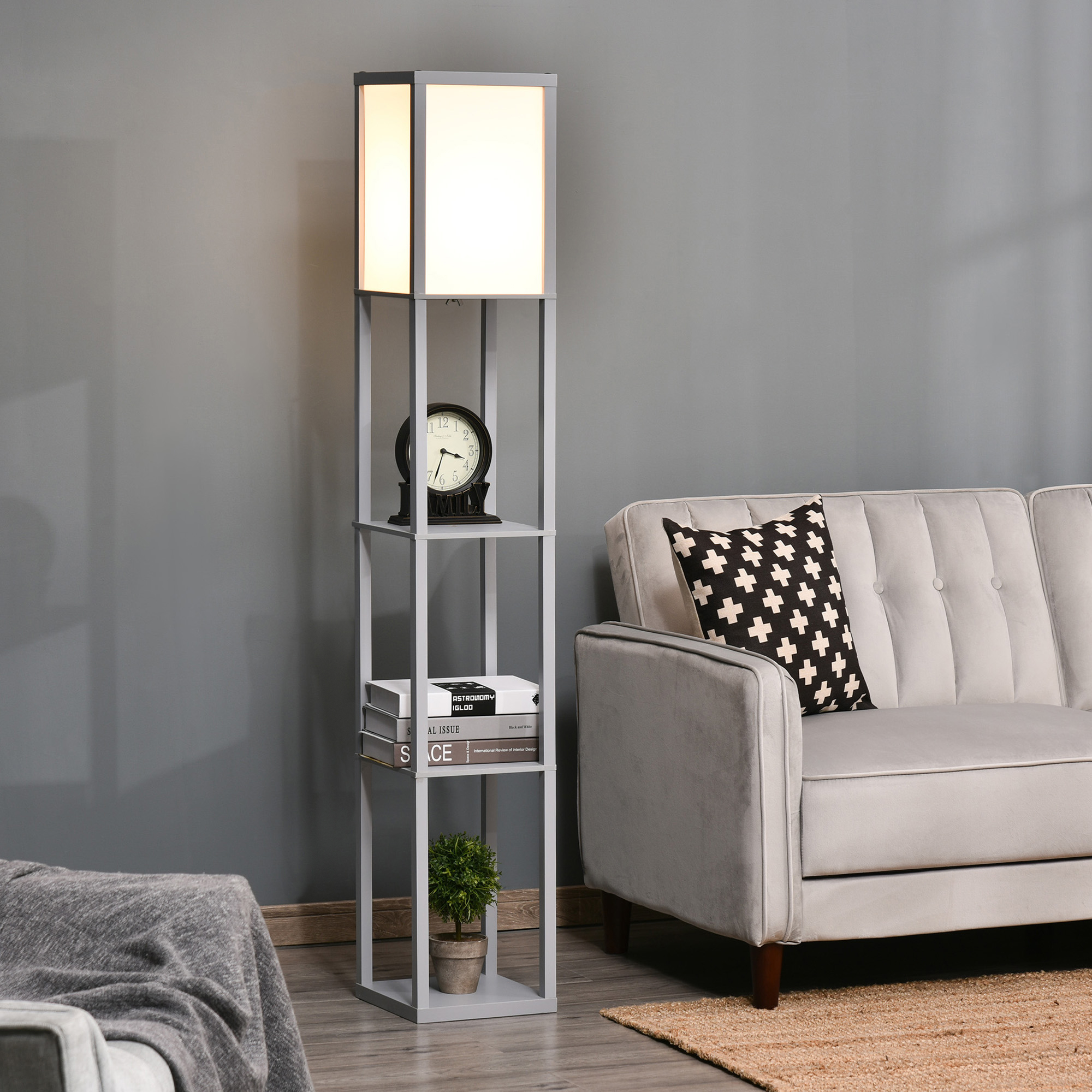Three-layer Floor Lamp With Storage Rack And Acrylic Lampshade, Suitable — image 8