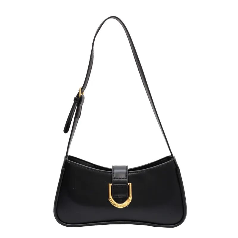 Small Bag Women's Bag Niche Design One Shoulder Underarm Bag Baguette Bag Ladies Backpack - Black