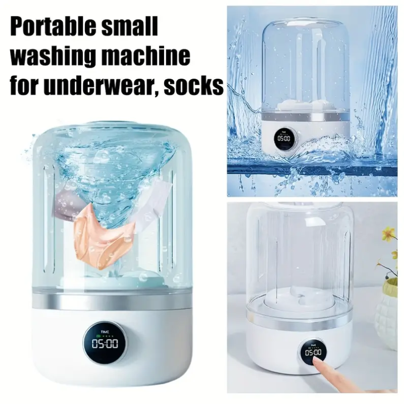Portable Mini Washer, USB Rechargeable Cordless, 1.2L Capacity For Underwear, Socks & Baby Clothes, 3 Cleaning Modes, Quiet & Compact For Travel, Dorm, Apartment