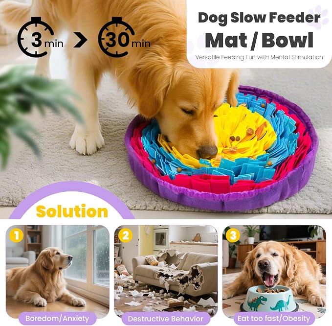 19-Inch Snuffle Mat For Dogs & Cats, Adjustable Slow Feeder And Interactive Foraging Puzzle Toy For Mental Stimulation 5