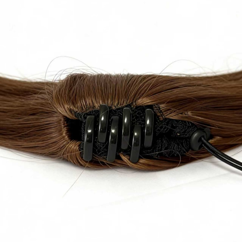 Straight Ponytail Extension Drawstring Ombre Brown LongClip-in Hairpiece For... 3
