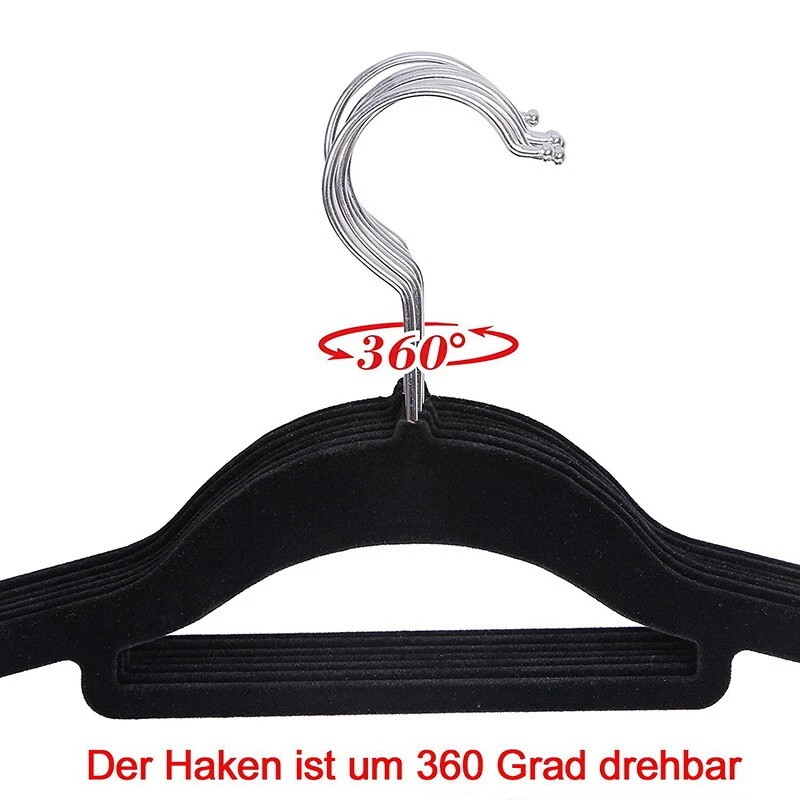 Non Slip Velvet Coat Hangers Coating Strong Flocked Clothe Trouser Space Saving 5